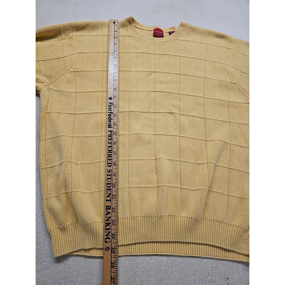 VTG Arrows Y2K Mens Size XL Cotton Yellow Sweater Grandpa Plaid Textured - Picture 6 of 8